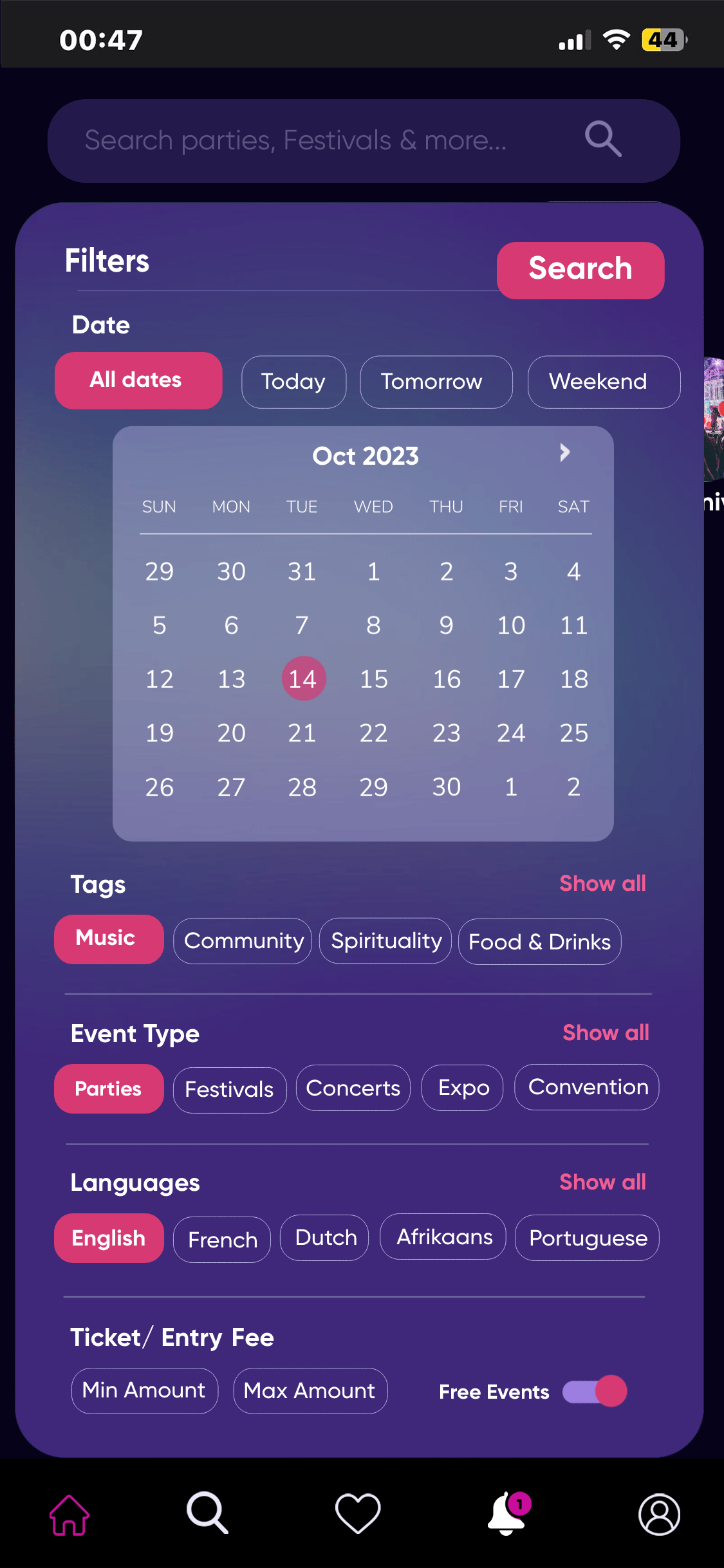 Filter Pop Up