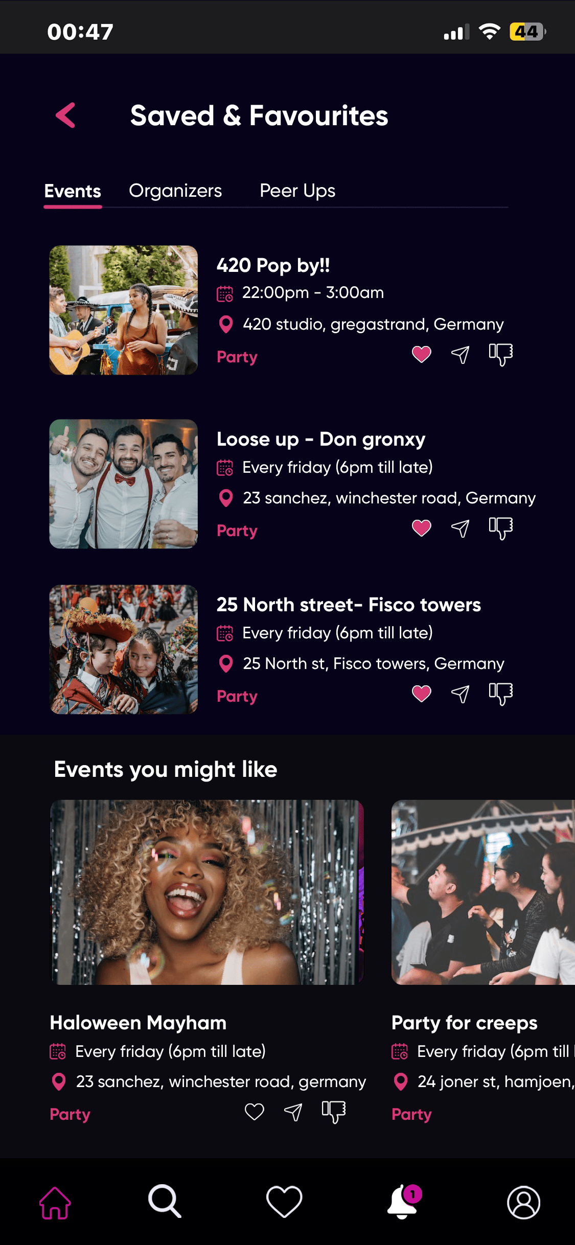 Saved & Favourite (Events)